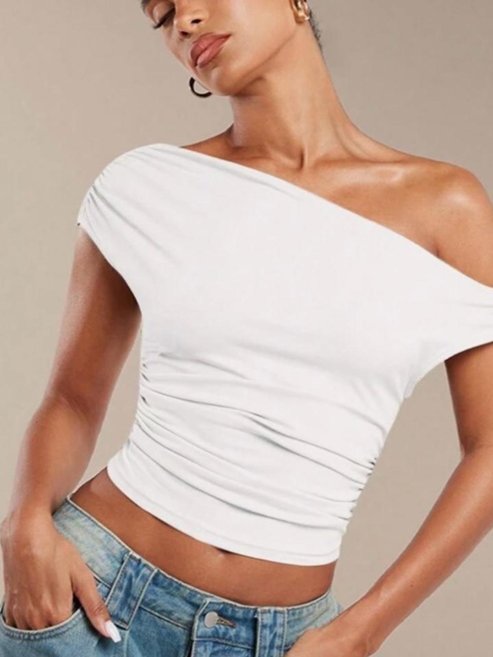 Antistar One-Shoulder White Tank Top